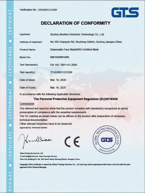Disposable Protective Mask (Euro CE certified) 50 pack - Image 2